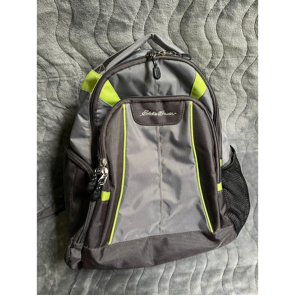 Eddie Bauer Backpack Gray Black Adjustable Straps Pockets Baby Diaper Bag Travel